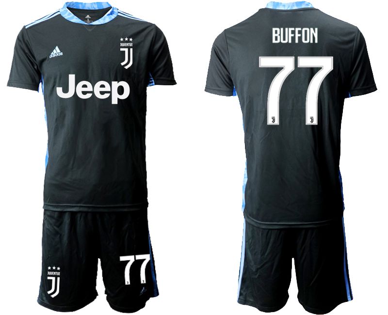 Men 2020-2021 club Juventus black goalkeeper #77 Soccer Jerseys->juventus jersey->Soccer Club Jersey